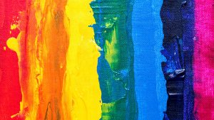abstract painting of the lgbqt flag. Coming out